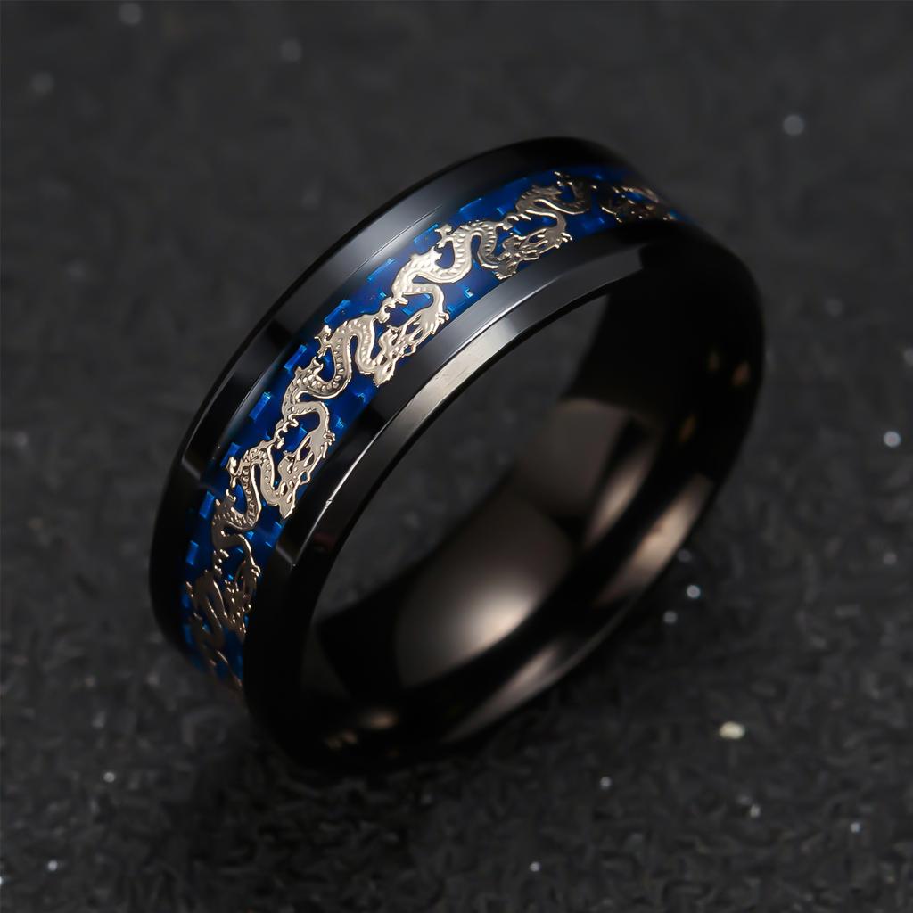 Year of the Dragon Body Jewelry Retro Chinese Dragon Ring Chinese Ethnic Style Titanium Steel Jewelry