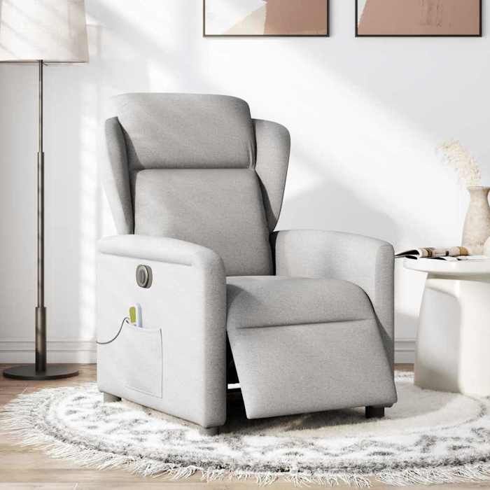 VidaXL Fauteuil de massage inclinable électrique gris nuage tissu 3303133