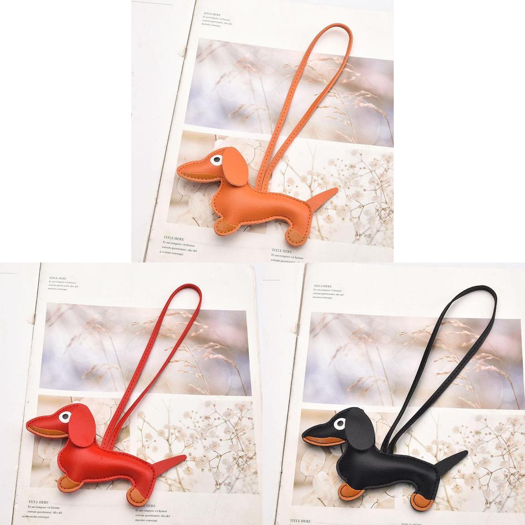Dog Keychain Pendant Pu Leather Cartoon Pet Bag Charm For Keys And Phones