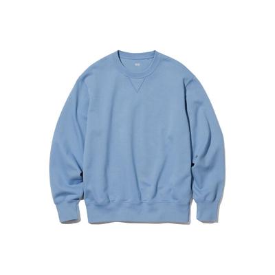 Uniqlo Casual Crew Neck Solid Color Pullover Long Sleeve Sweatshirt Unisex Sweatshirt Sky-Blue 460322-63