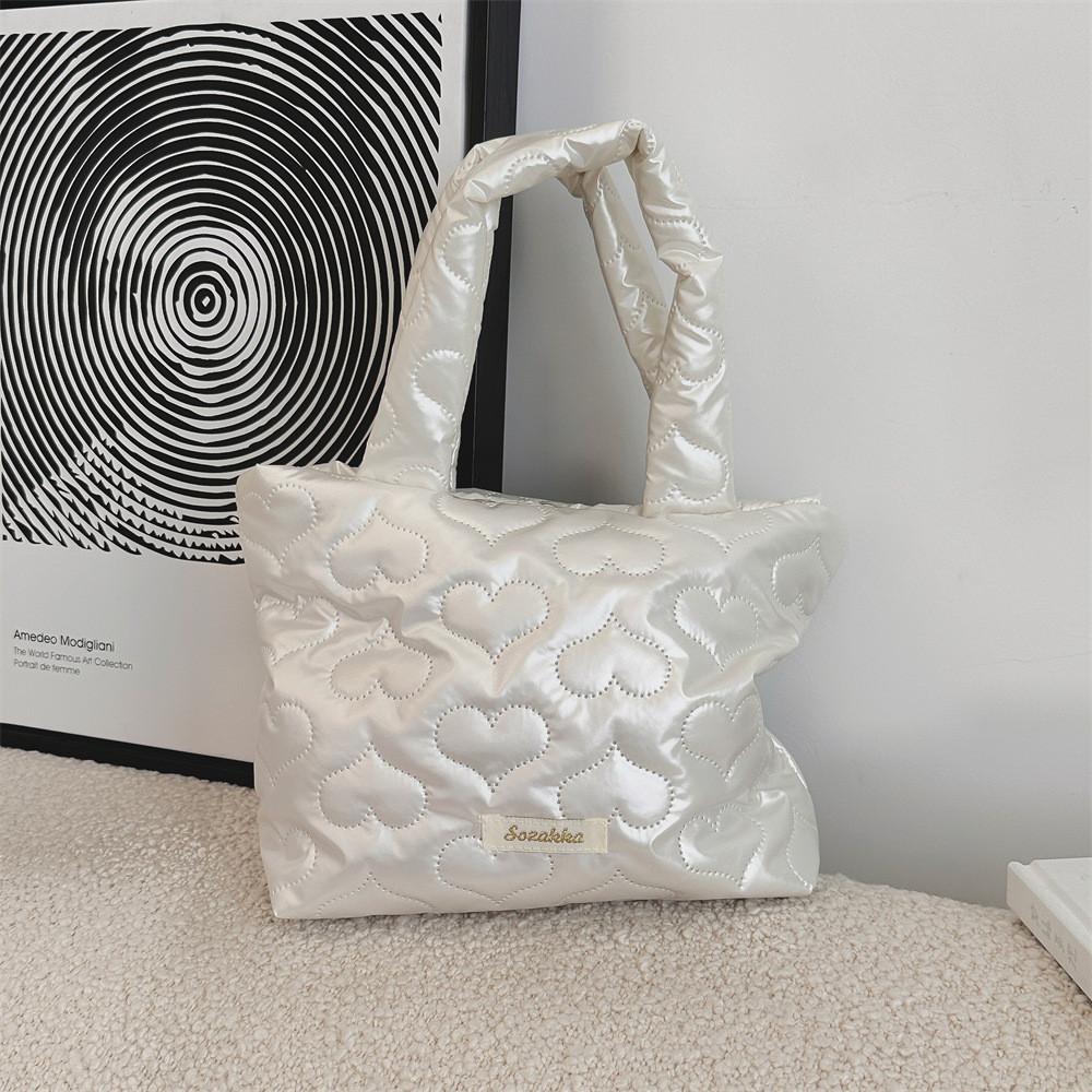 

Cute Small Cotton Lined Heart Design Handbag Perfect For Shopping And Breakfast Heart Beige