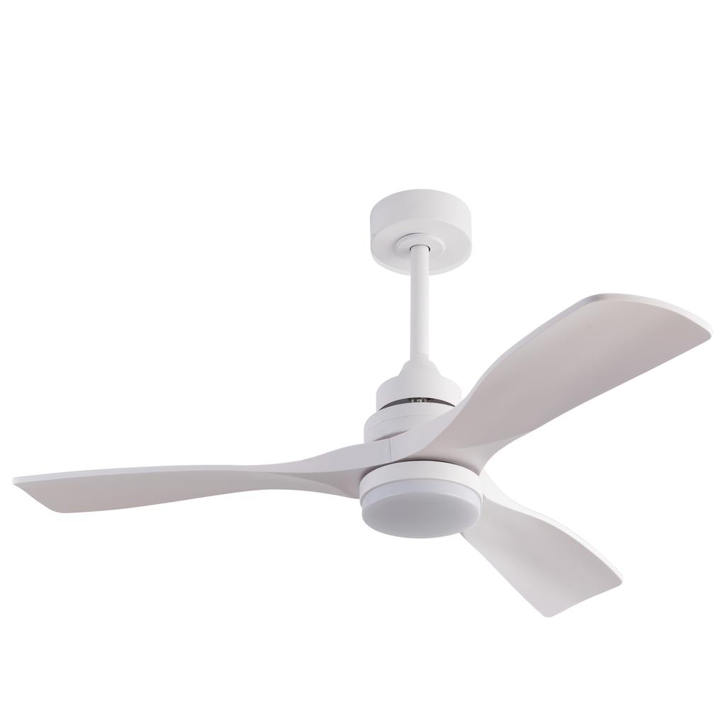 42-Inch Ceiling Fan with Light and Remote Control, Modern White with 3 Blades, Silent Reversible DC Motor and Memory Function in Farmhouse Style