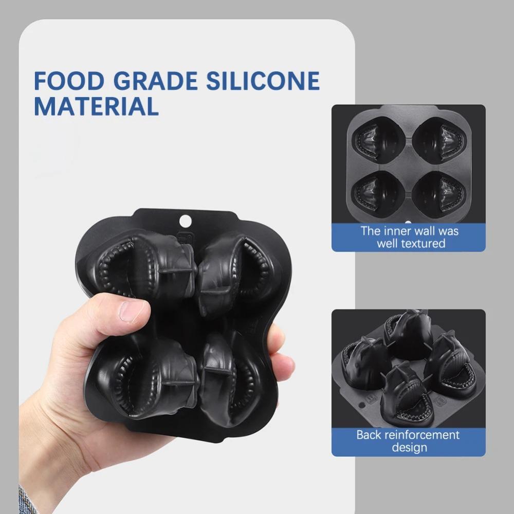 2pcs Food Grade Silicone Ice Cube Tray 3D Ice Cube Maker Durable Sharks Ice Cube Mold  Pub