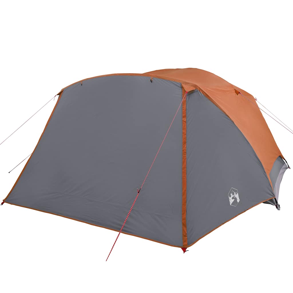 4 Person Camping Tent with Awning Orange Waterproof