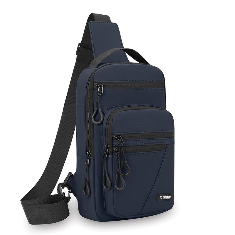 Men's Multi-Layer Chest Bag - High-Quality Nylon Crossbody Sling for Daily Commuting & Outdoor Activities