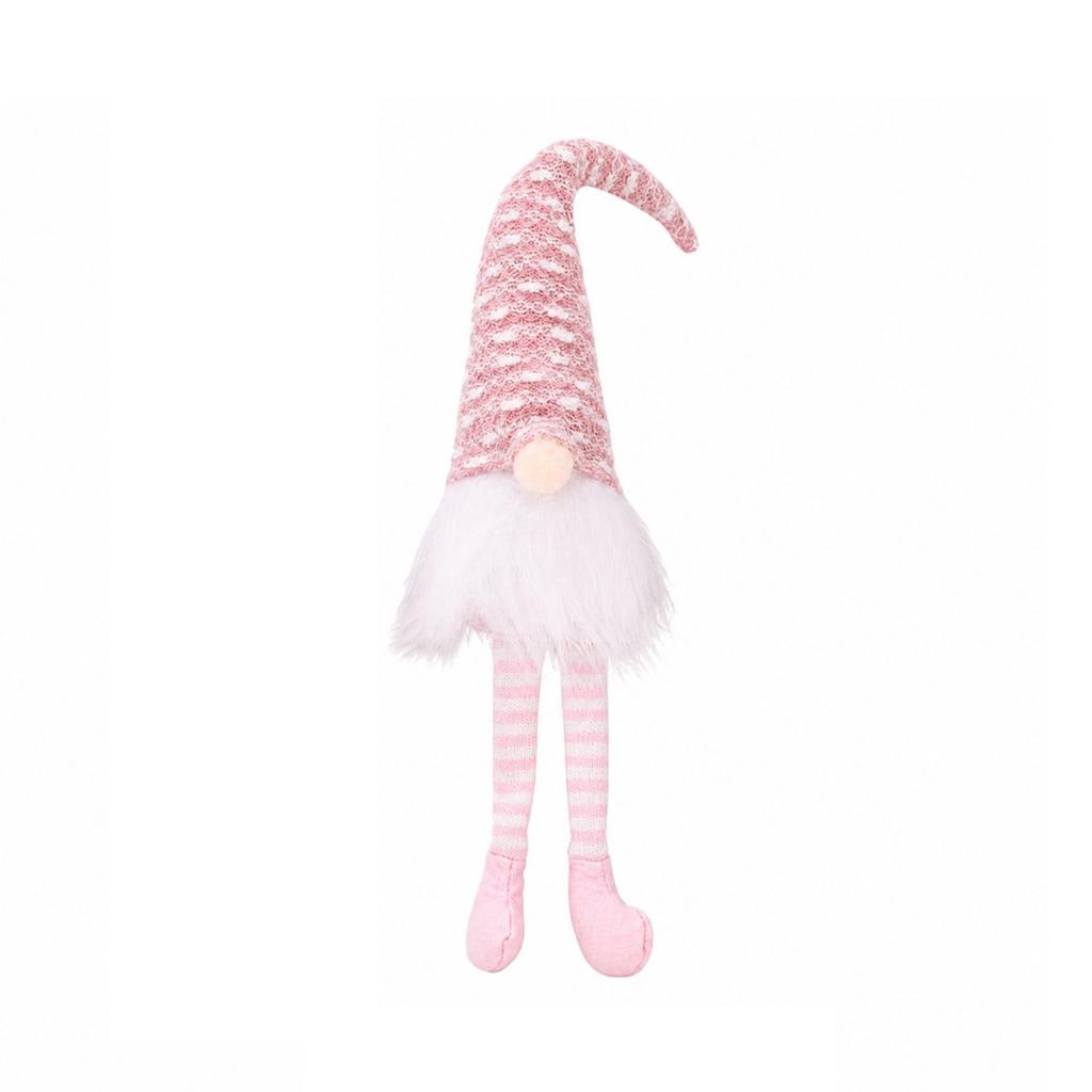 Christmas Gnome with Hanging Legs and Figurines, Striped Knit Hat Ornaments for Home Shelf Window Display Decor