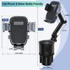 Long Arm Phone Mount Adapter Car Cup Holder Expander Rotating Cup Expander Fit 2.36-4.13in Width Phone and Most Bottles