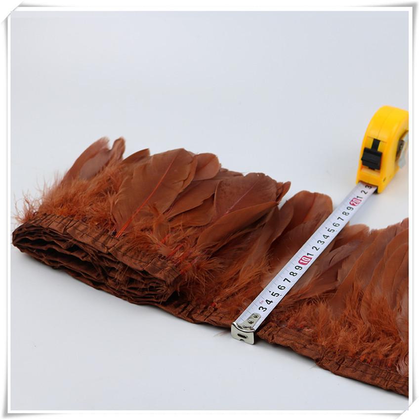 High Quality Multicolor Goose Feather Trims 2yards 6-8inches/15-20cm Fringed Feather Trim for Skirt/costumes Ribbon Feathers