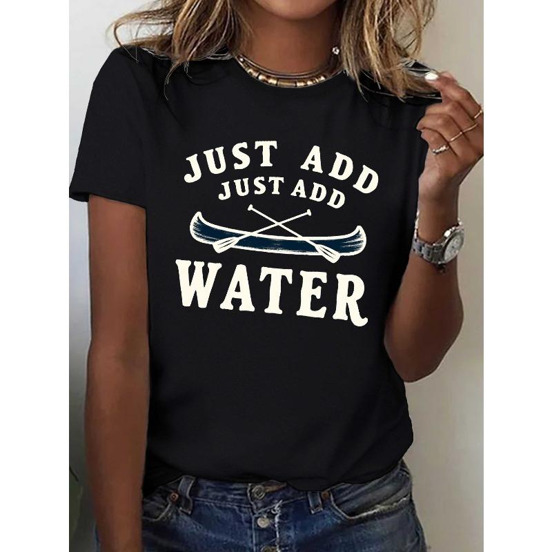 

European sizes Women S Just Add Water Canoe Graphic T-Shirt - Comfort Fit Short Sleeve Casual Top with Paddle & Canoe Design S чёрный