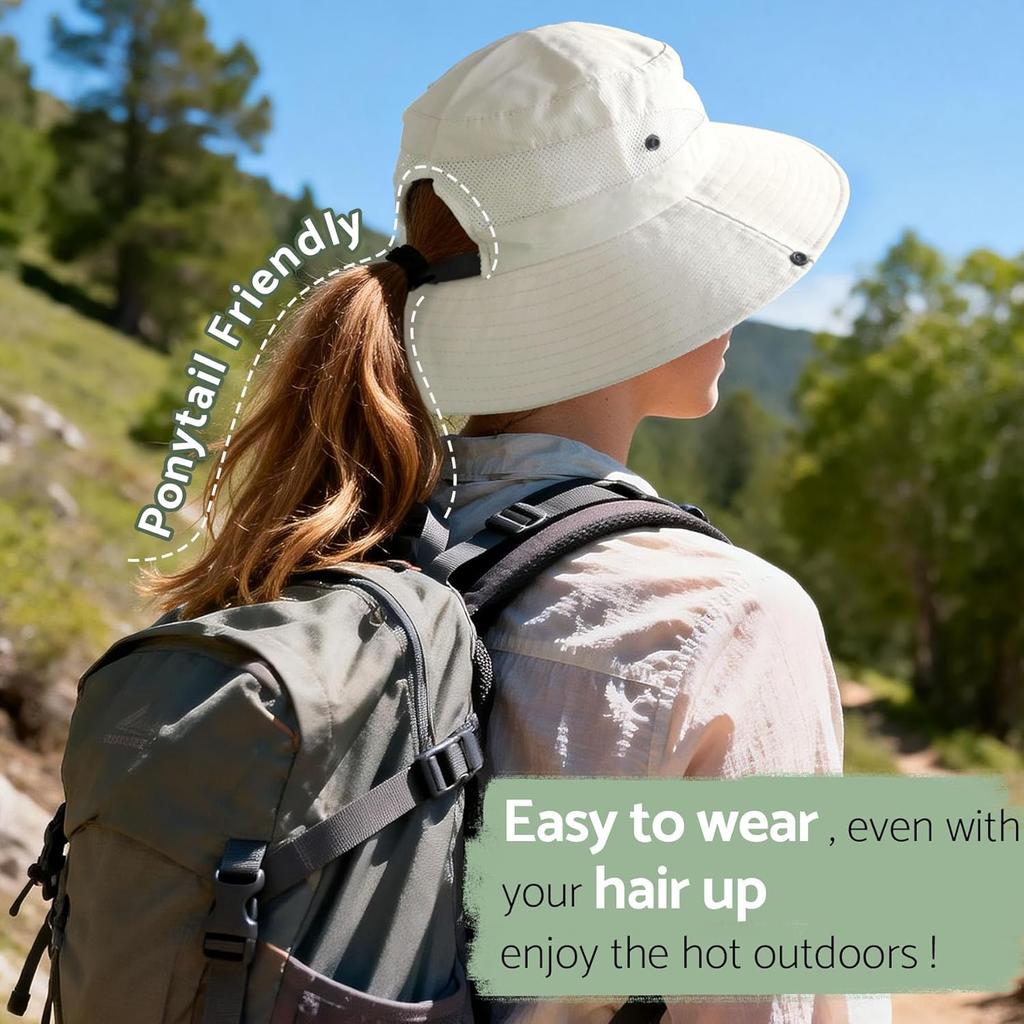 UPF 50+ Wide Visor Sun Hat for Women, Packable for Beach Hiking Gardening