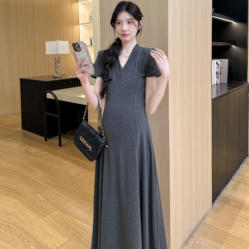 

V-Neck Elegant Pure Cotton Maternity Dress - Summer 2026 Collection 2XL сірий колір
