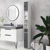 Tall Bathroom Storage Cabinet with 1 Drawer, 4 Adjustable Shelves and 2 Cupboards, 20 X 20 X 180 Cm, Grey