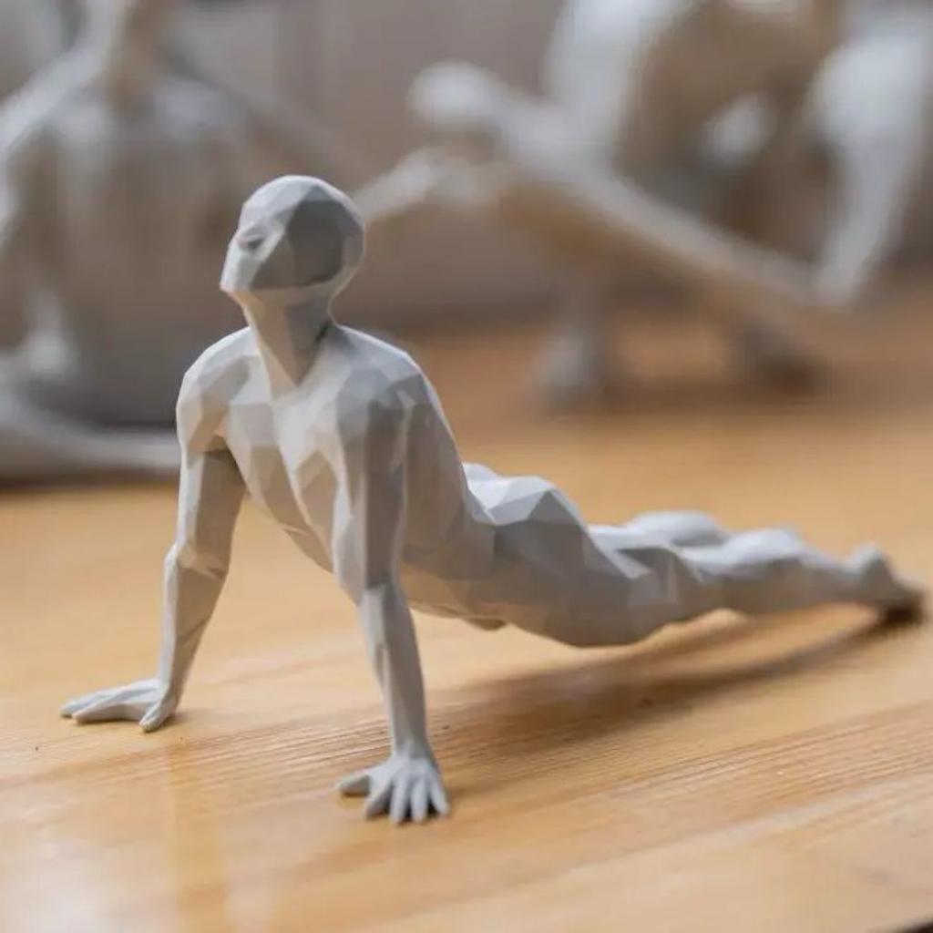 3D Yoga Pose Figurine – Male Plastic Desktop Ornament for Home & Office Decor