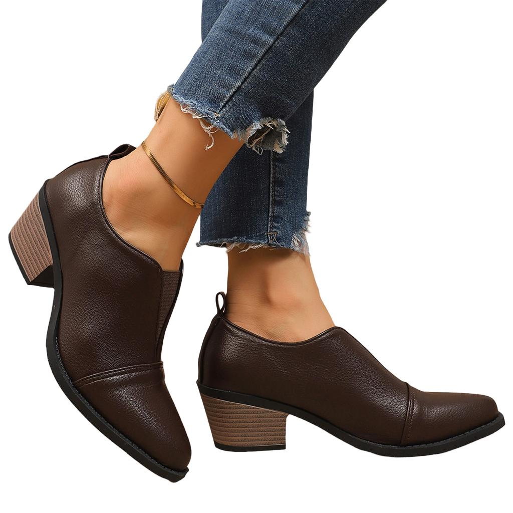 Women's Fashion Pointed Toe Thick Boots for Casual Wear