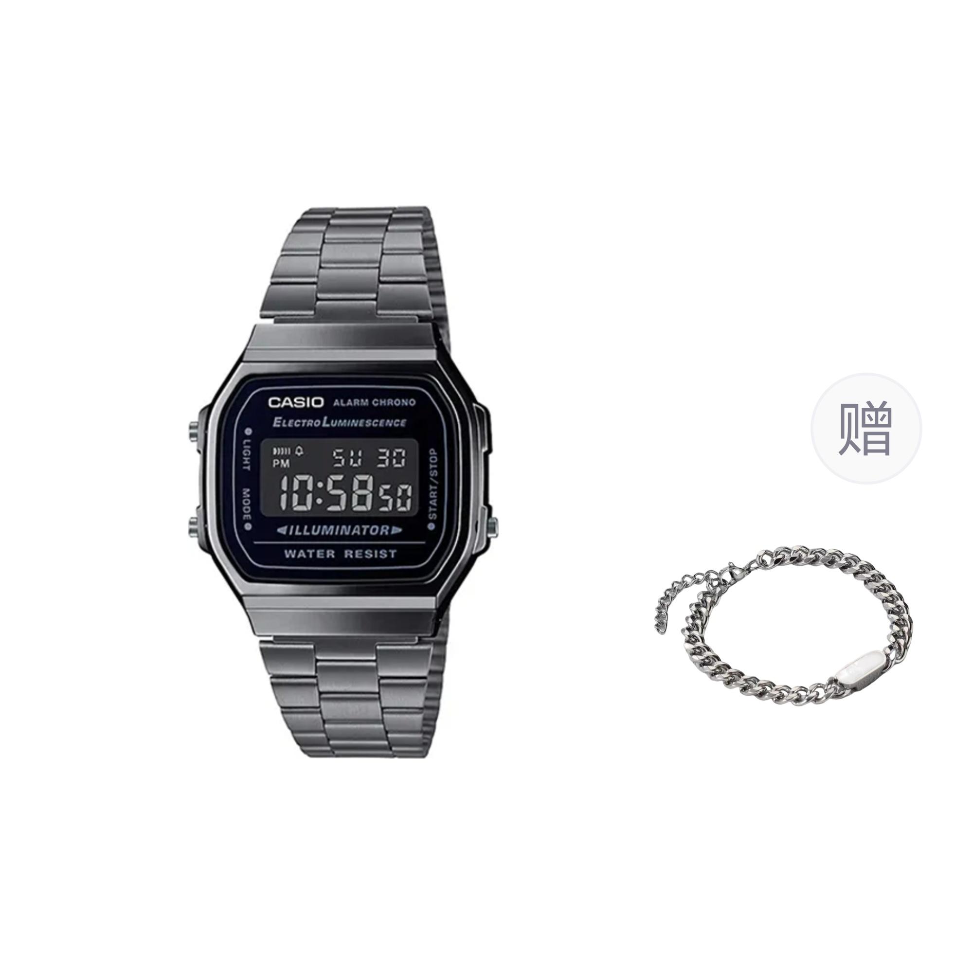 CASIO Men Black Watch A168WGG-1B- Silver