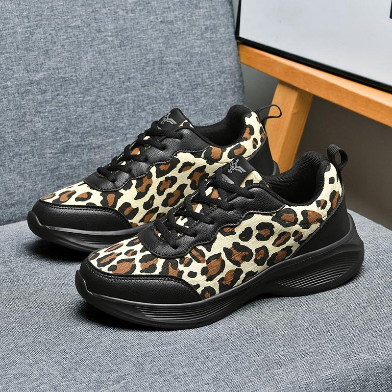 

Повседневная женская спортивная обувь с леопардовым принтом 2025 Высококачественная модная обувь для бега Сексуальный дизайн Удобная обувь 42 чёрный