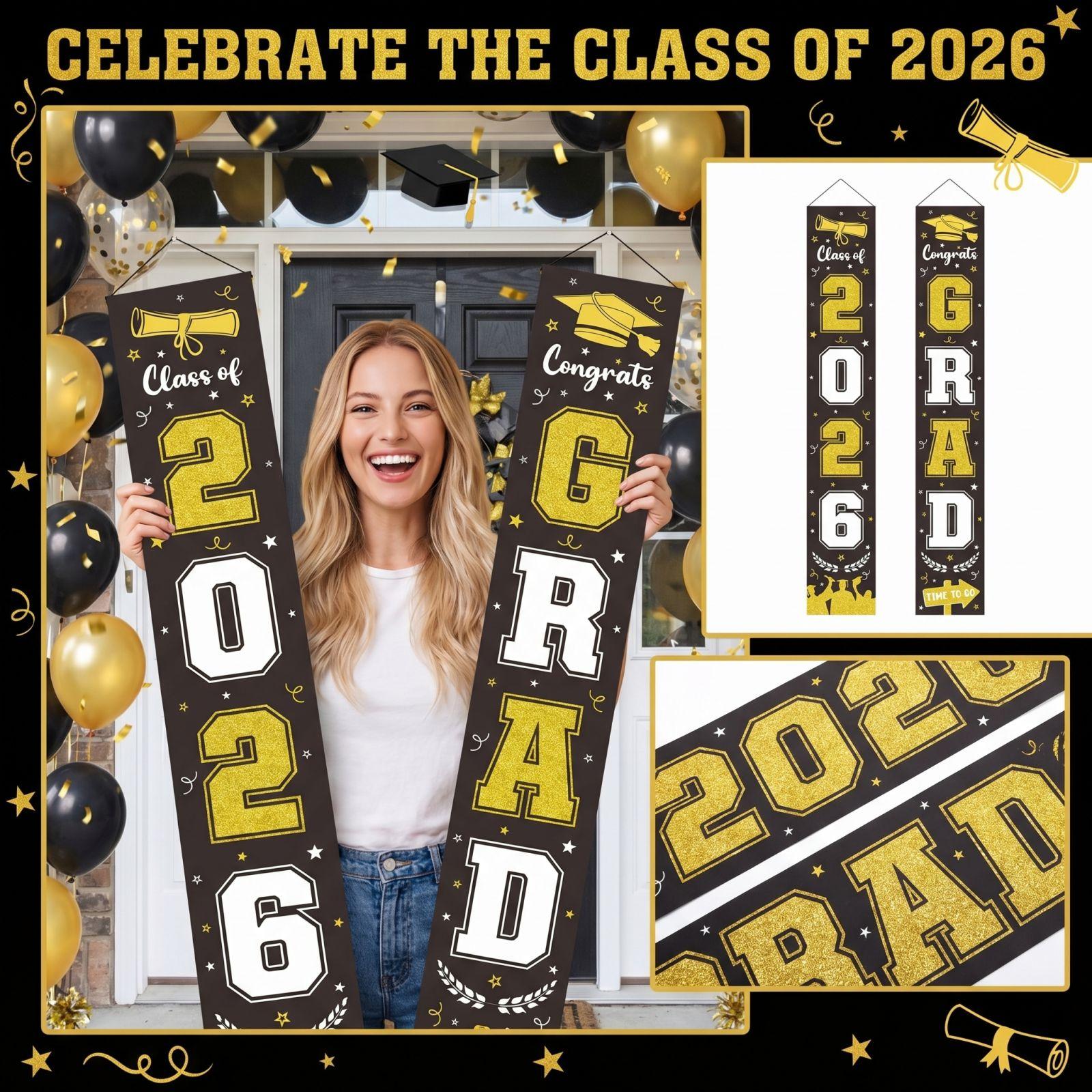 

Украшение для выпускного класса Флаг на дверь Подвесной флаг Украшения для выпускной вечеринки one size