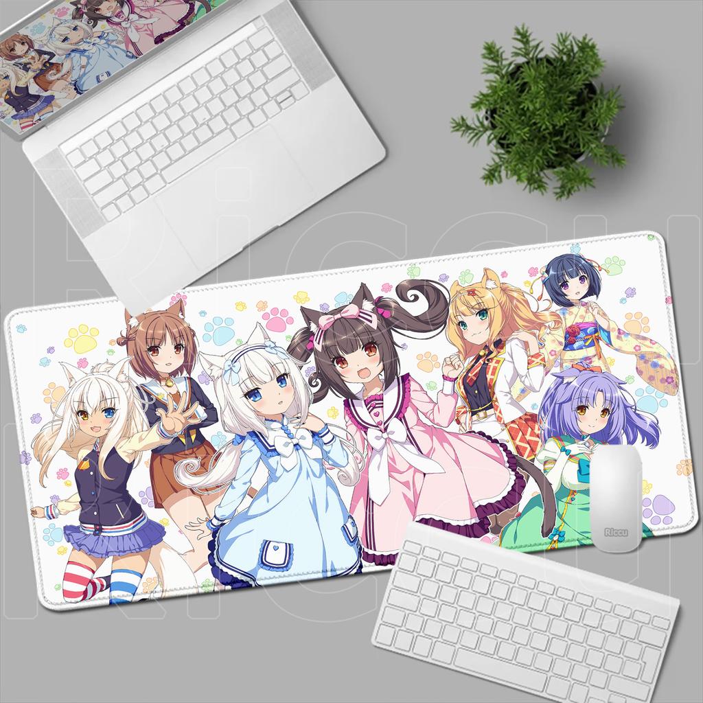 HD Anime Mousepad Cute Chocolate And Vanilla Natural Rubber Nonslip Keyboard Gaming Nekopara Extended Mat PC Office Accessories