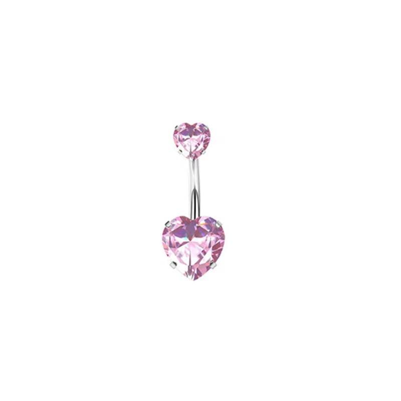 1PC Pink Color Series Crystal Belly Button Rings Snake Flower Heart Belly Ring for Women Stainless Steel Dangled Navel Piercing