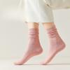 Women's Spring and Summer Trend Sweat Absorbing Breathable Pure Color Antibacterial Month In The Tube Cotton Socks