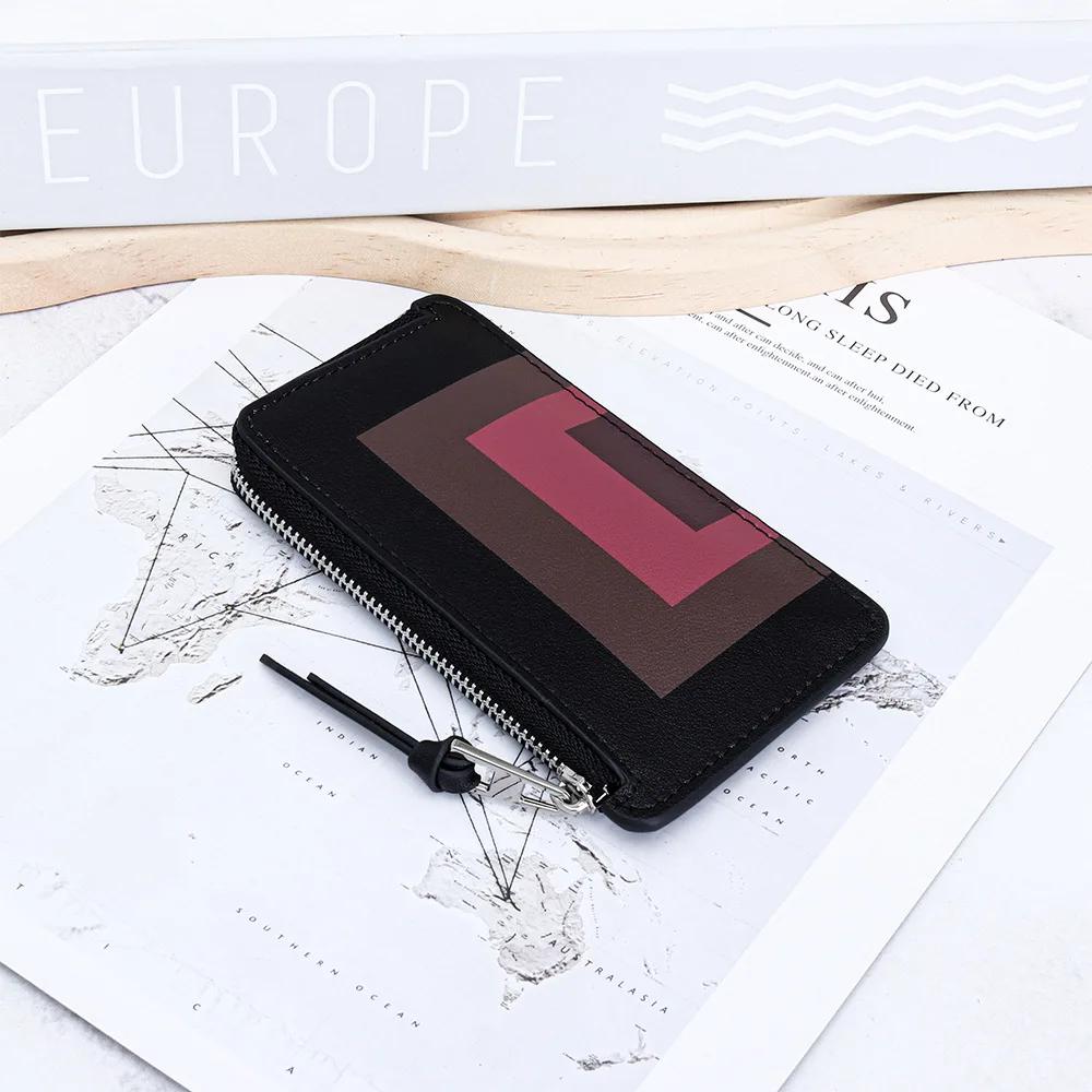 

Slim Zip Card Holder Wallet - Stylish Geometric Color Block Design Coin Purses | Minimalist Coin Pouches for men and women чёрный