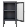 Small Sideboard with 1 Door, 38x35x70 Cm, In Glass and Gray Metal