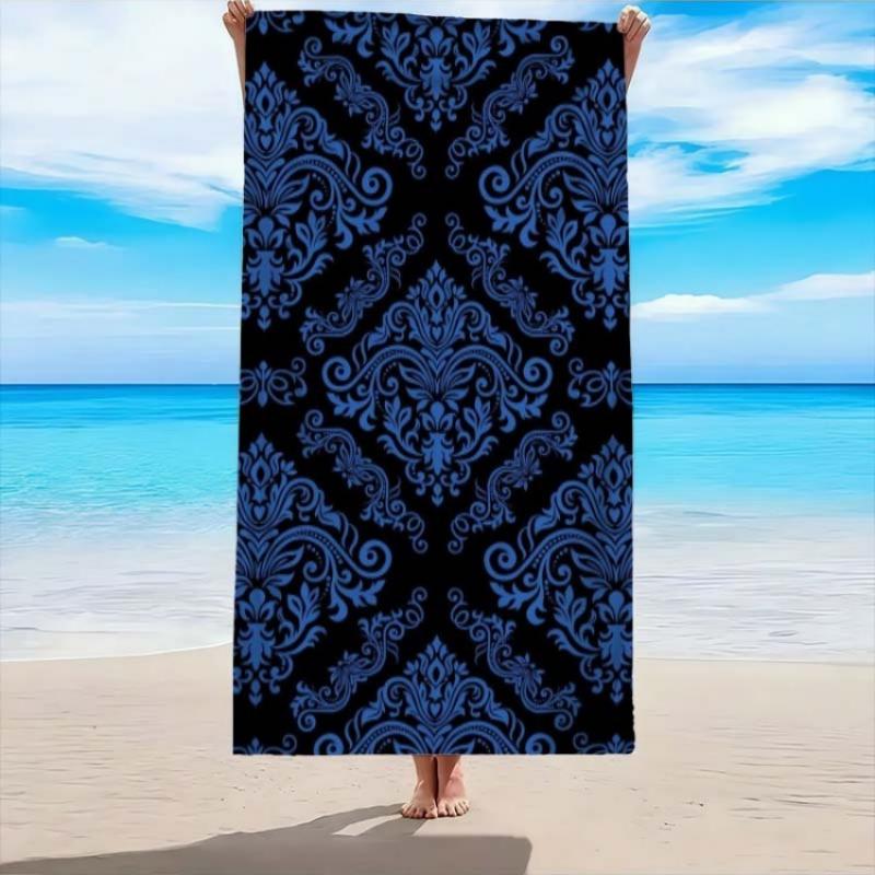 

Blue Baroque Pattern Beach Towel | Ultra-Absorbent, Quick-Dry, Comfortable & Practical for Beach, Pool, Bathroom, Yoga, Fitness W30*H60(CM)