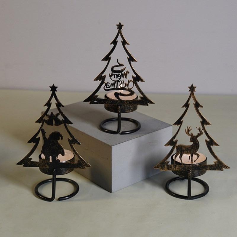 Antique Styles Christmas Candlestick, Durable Iron Candle Stand Home Decors for Holiday Celebration Christmas Item