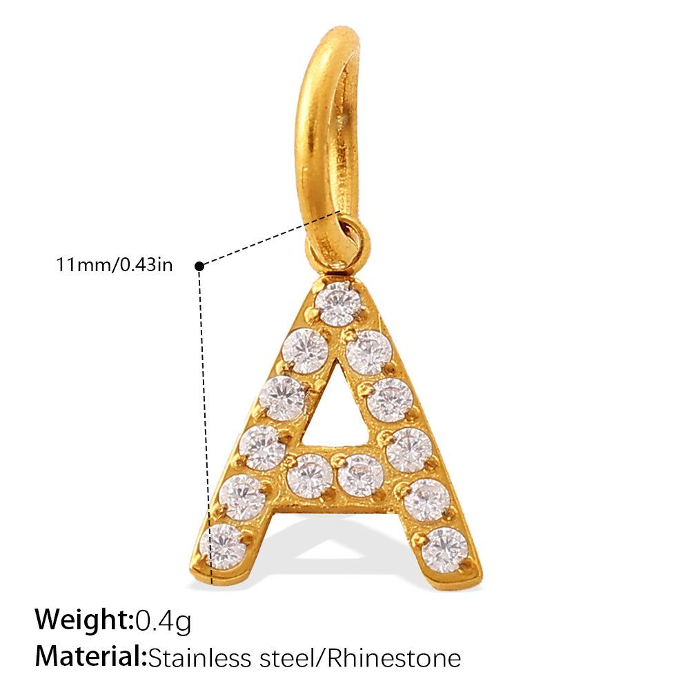Hot-selling 26 English letter diamond pendant stainless steel plated 18K gold versatile personality pendant
