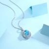 Tancise S925 Sterling Silver Sea Blue Topaz Luxury Personality Pendant Necklace Women's Classic Tide Sugar Full of Wild Clavicle Chain.