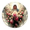 Wooden Angel Reading Book Round Plaque Front Door Hanging Ornament Easy Mount Wall Sign For Home Garden Decoration