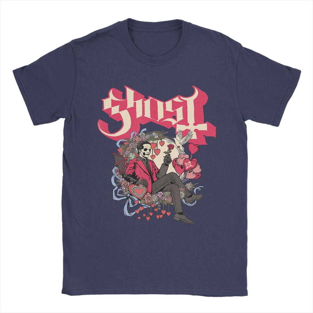 Mens TShirt Ghost Band Valentines Day Flower Heart Skull Funny 100 Cotton Tee Shirt Short Sleeve T Shirt Round Neck Tops