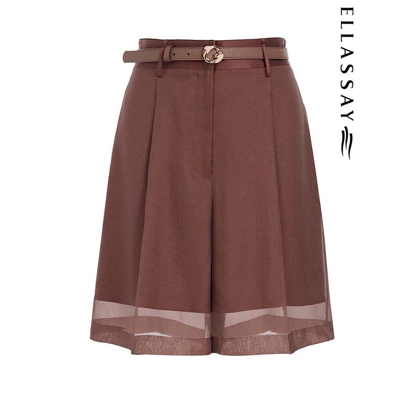 ELLASSAY Women's Textured Draped Short Suit Pants