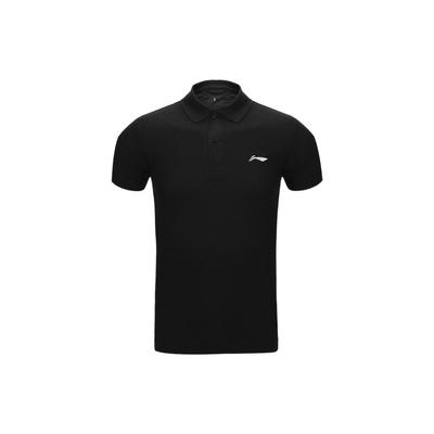 Einfarbige Logo Freizeit-Sport-Poloshirt Herren Oberteile Schwarz APLR183-1