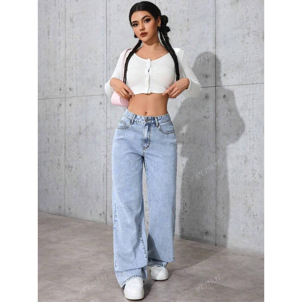 Women's Casual Fashion Striped Floor-Mopping Straight Pants Casual Pants