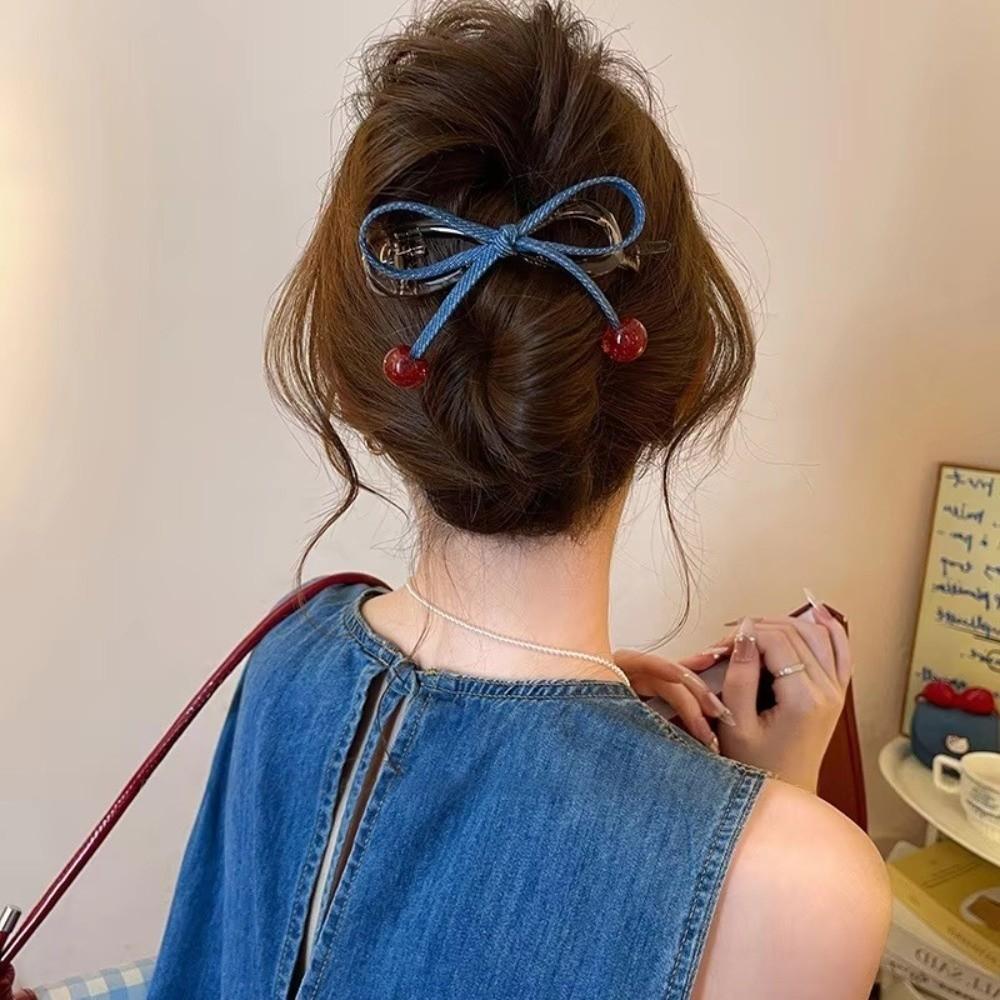 Bow Cherry Twist Hair Clips Vintage Hair Accessories Elegant Hairpin Barrette  For Woman