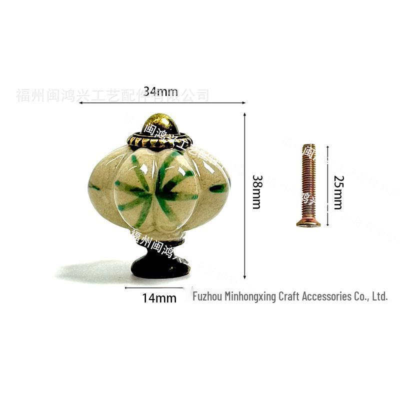 Hand-Painted Ceramic Floral Pumpkin Drawer Handle 