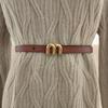 Womens Fashionable Minimalist Genuine Leather Belt Mshaped Metal Buckle Belt