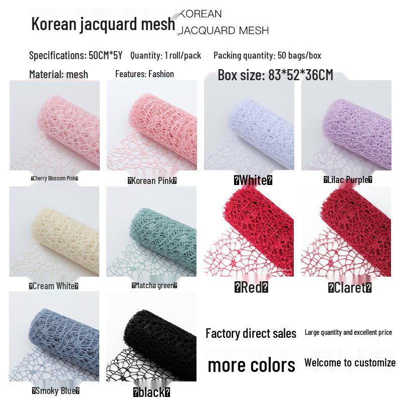 Korean Style Floral Jacquard Mesh Bag for Wrapping Fresh Flowers and DIY Gifts