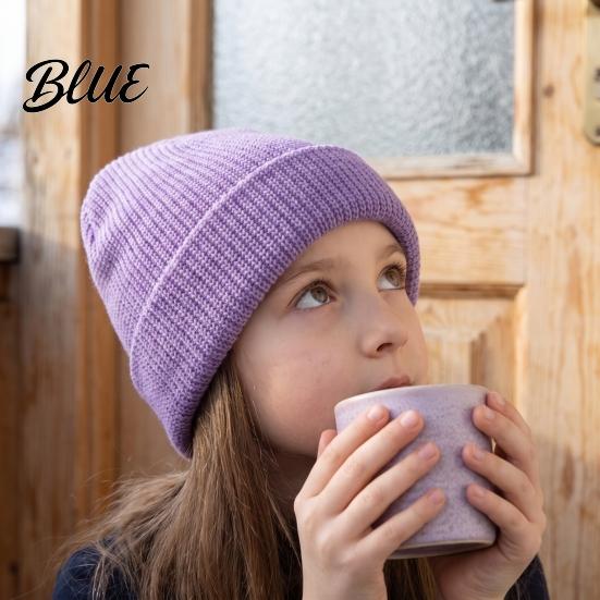 Fashionable Versatile Beanies Cap Windproof Hat Warm Winter Knitted for Kids Solid Color No Scratch