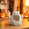 PLA Material Craft Decor 3D Printed Halloween Ghost Cat Storage Holder, Decorative Kitten Statue with Trendy Desktop Container Hollow Storage,