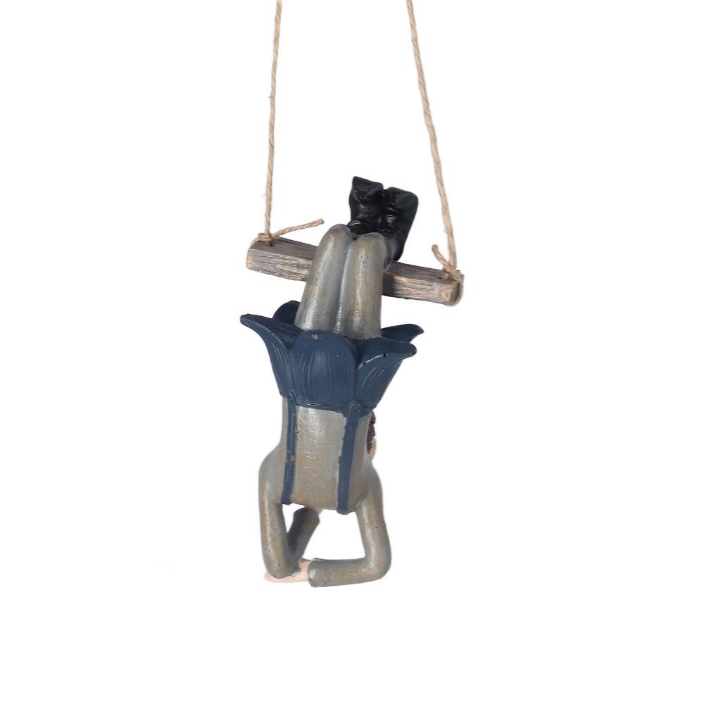 Hanging Swinging Elf Figurine Brown Resin Garden Statue Fairy Garden Decoration Outdoor Decoration