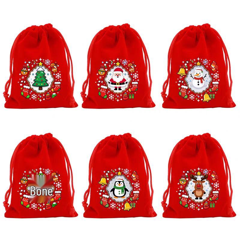 Christmas Candy & Apple Gift Bags - Red Snack Packaging