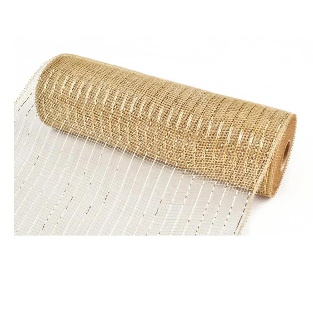 Festive Ribbon Roll with Striped Netting for DIY Christmas Decor Including For Wreaths Bows Garland and Holiday Crafts