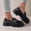 Women's British Style Leather ShoesNew Spring and Autumn Versatile Shoes Soft Sole Thick Sole Loafers Make Feet LookSmaller