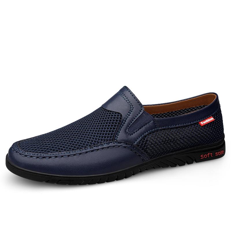 Casual Men Shoes Breathable Hollow Out Men Loafers Shoes Genuine Leather Summer Loafers Man Soft Moccasins Luxury Brand Sandals