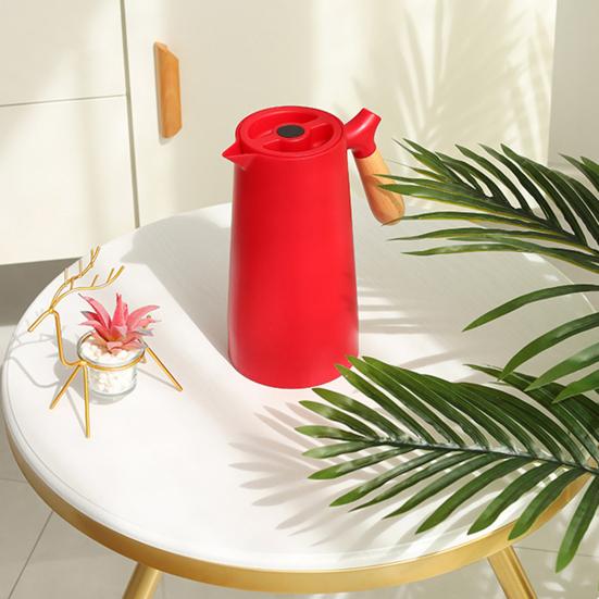 Thermoskanne 1000ml Kapazität Wasserspender Kessel mit Holzgriff Vakuumisoliert Wasserflasche Auslaufsicher Isoliert Kessel für Zuhause Büro Wohnheim