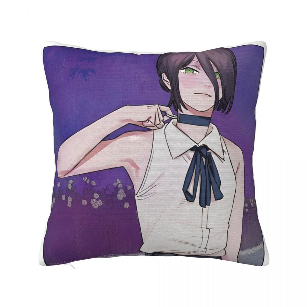 Chainsaw Man Reze Pillow Cases Makima Power Aki Denji Cushion Covers Novelty Throw Pillow Case Cover For Living Room 18"X18"