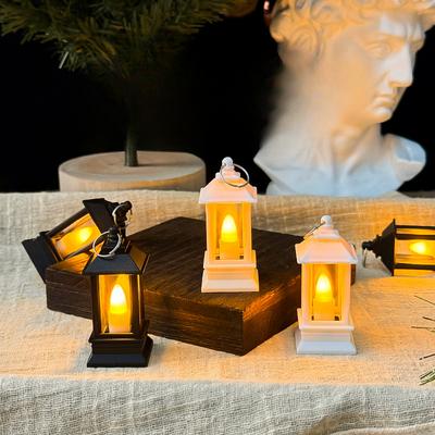 Retro Mini Quadratische Kleine Windlampe Kerzenlampe Nachtlicht Dekorative Atmosphärenleuchte Desktop-Ornament