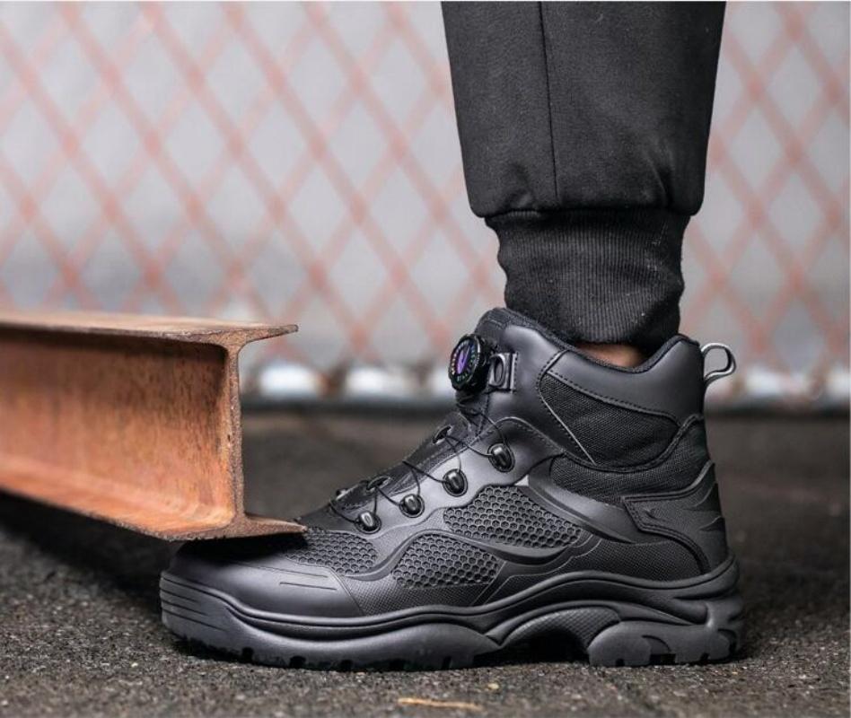 Rotary Buckle Work Boots Safety Steel Toe Shoes Men Breathable Safety Shoes Brand Indestructible Shoes Puncture-Proof work Shoes